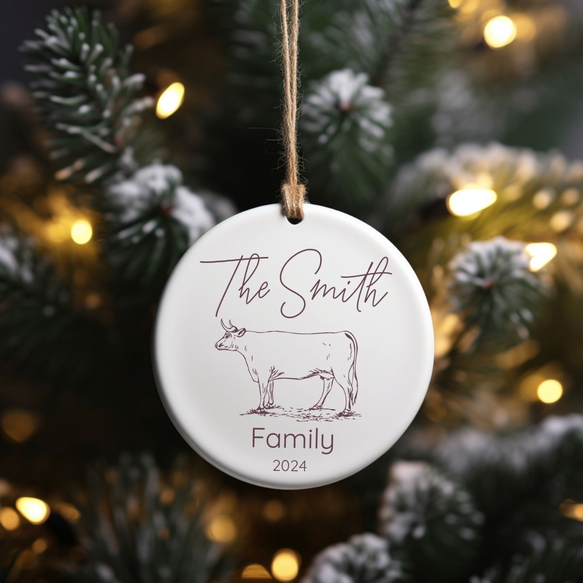 Custom Cattle Farm Ranch Ceramic Ornament