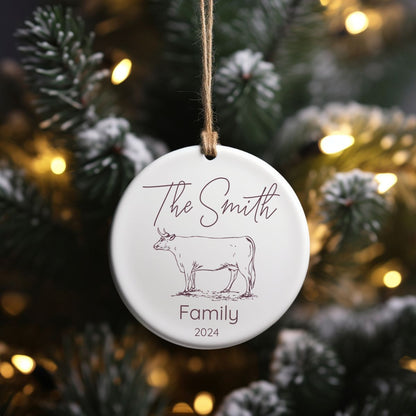 Custom Cattle Farm Ranch Ceramic Ornament