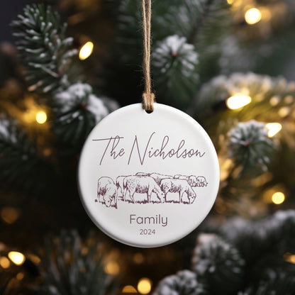Custom Sheep Farm Ceramic Ornament