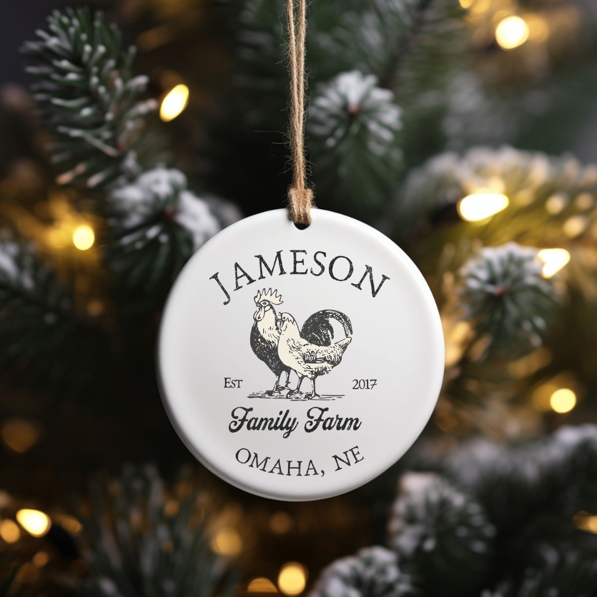 Custom Farm Ceramic Chicken Ornament