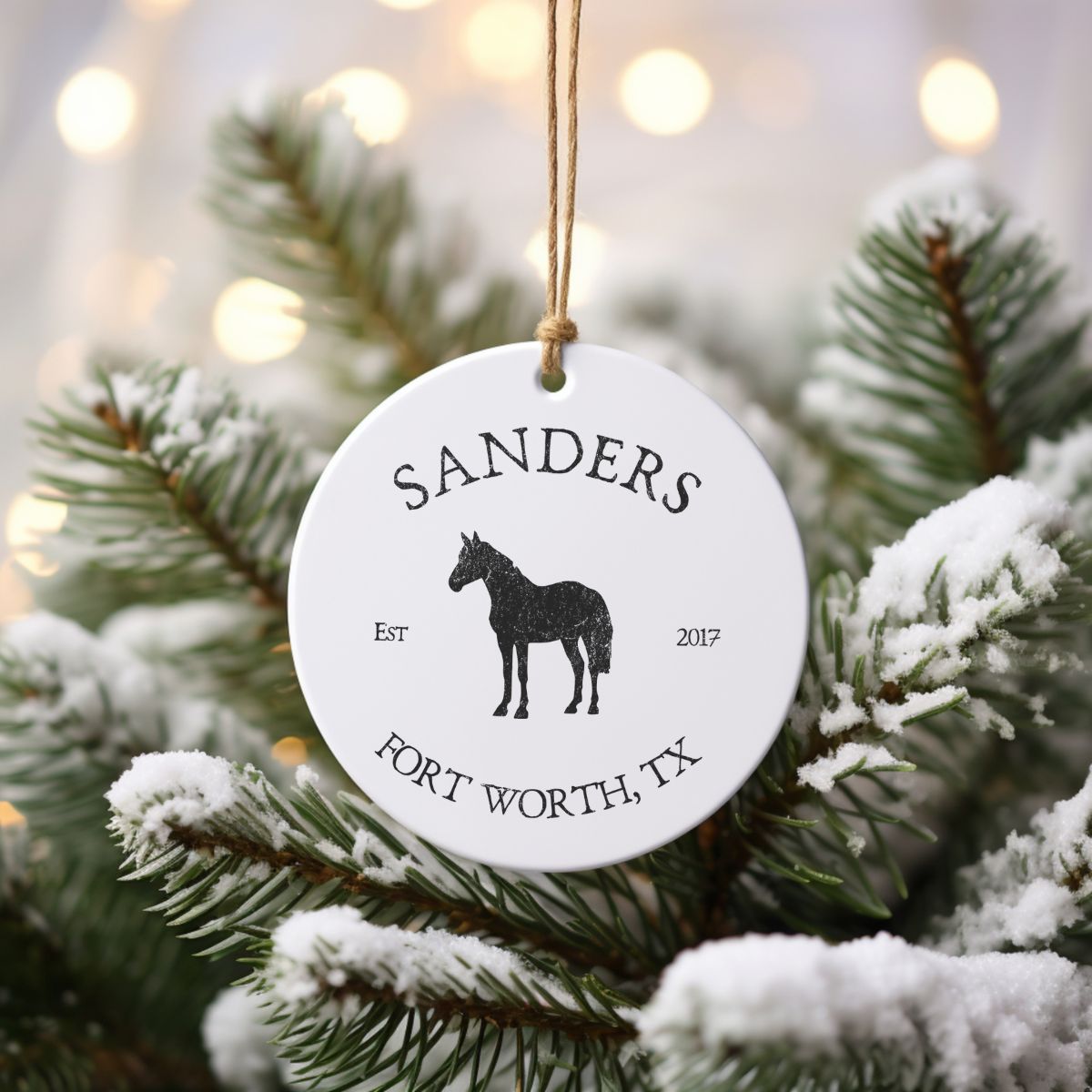 Custom Horse Farm Ranch Ceramic Ornament