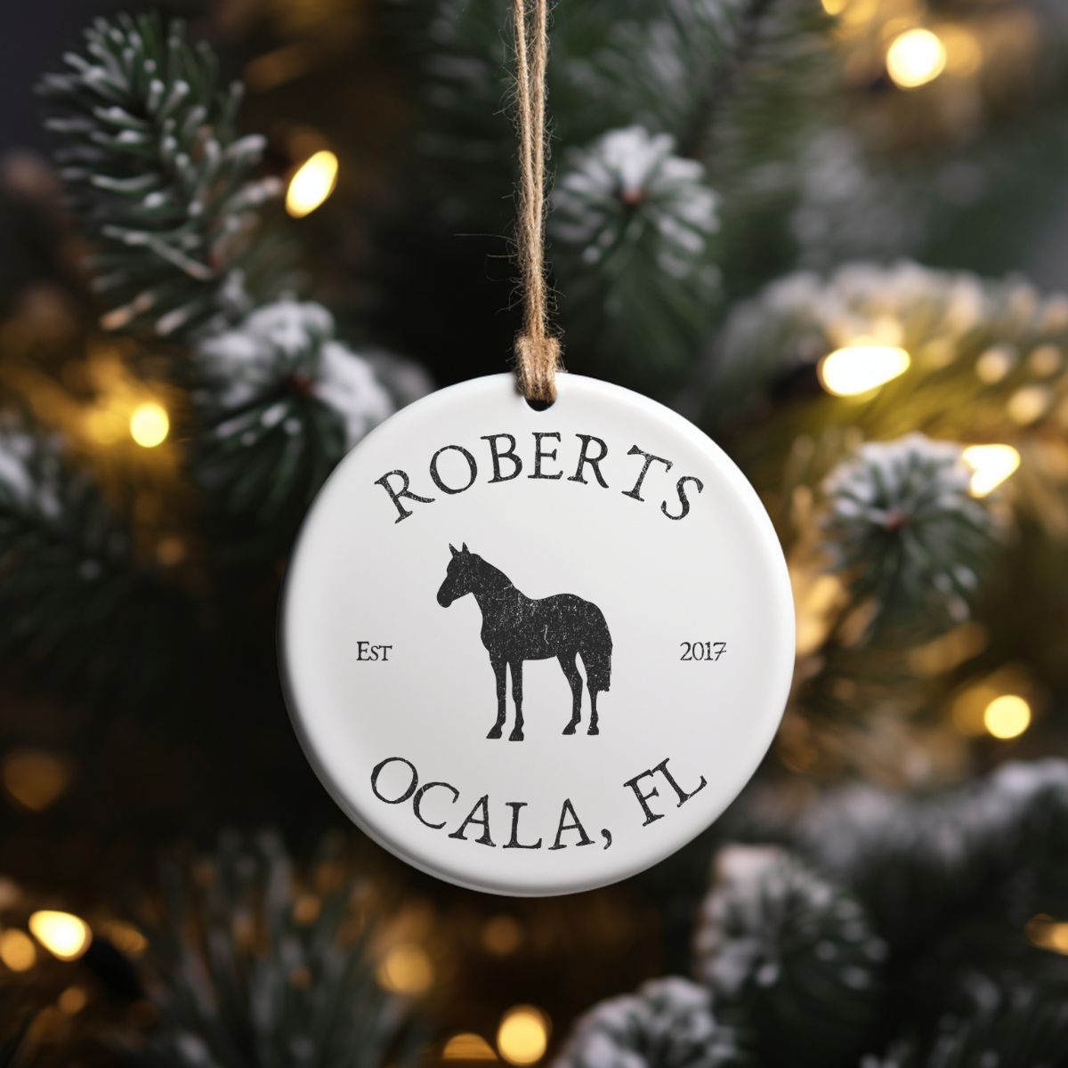 Custom Horse Farm Ranch Ceramic Ornament