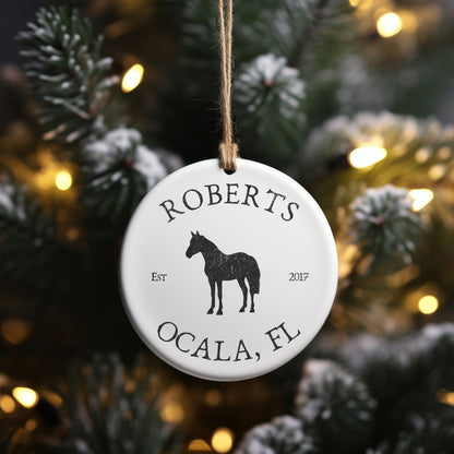 Custom Horse Farm Ranch Ceramic Ornament