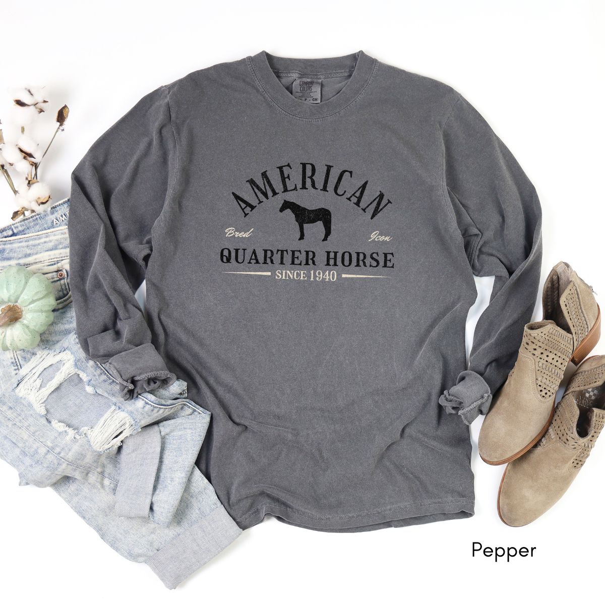 American Quarter Horse Long Sleeve Garment Dyed T-shirt