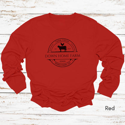 Custom Long Sleeve Light Weight Jersey Local Cattle Chicken Farm Tee