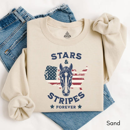 Stars & Stripes Forever - Patriotic Horse Lover Unisex Crewneck Sweatshirt