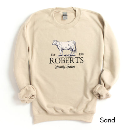 Custom Dairy Cow Family Farm Unisex Crewneck Sweatshirt