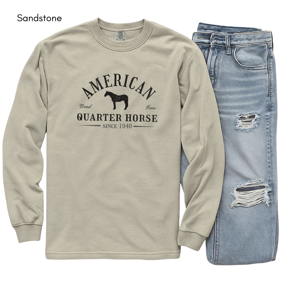 American Quarter Horse Long Sleeve Garment Dyed T-shirt