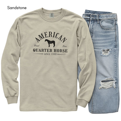 American Quarter Horse Long Sleeve Garment Dyed T-shirt