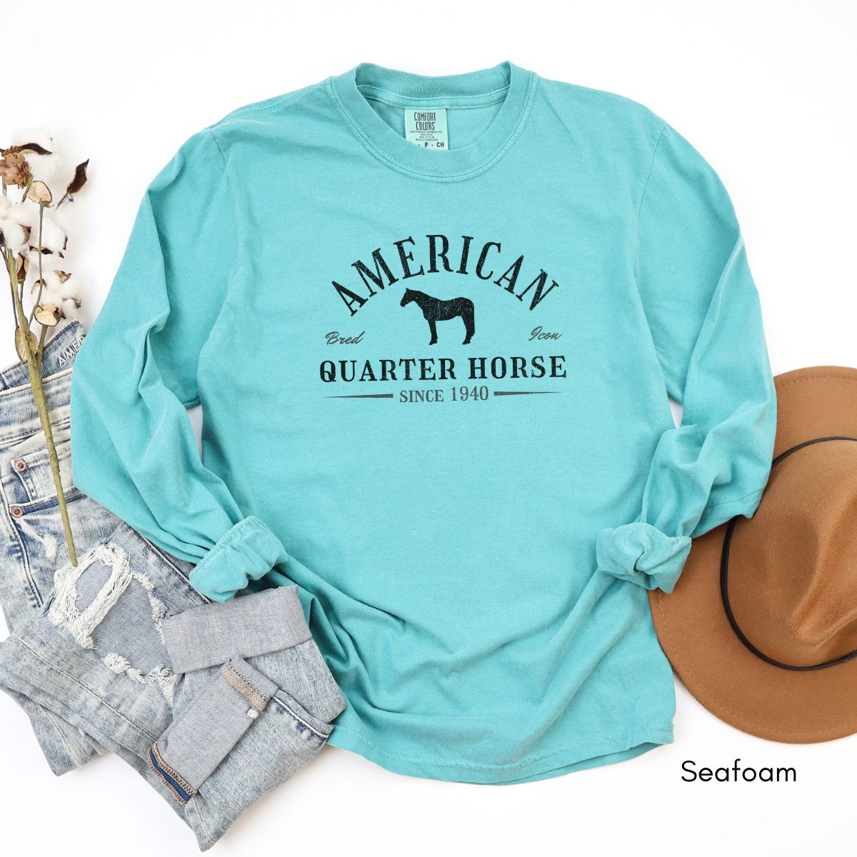 American Quarter Horse Long Sleeve Garment Dyed T-shirt