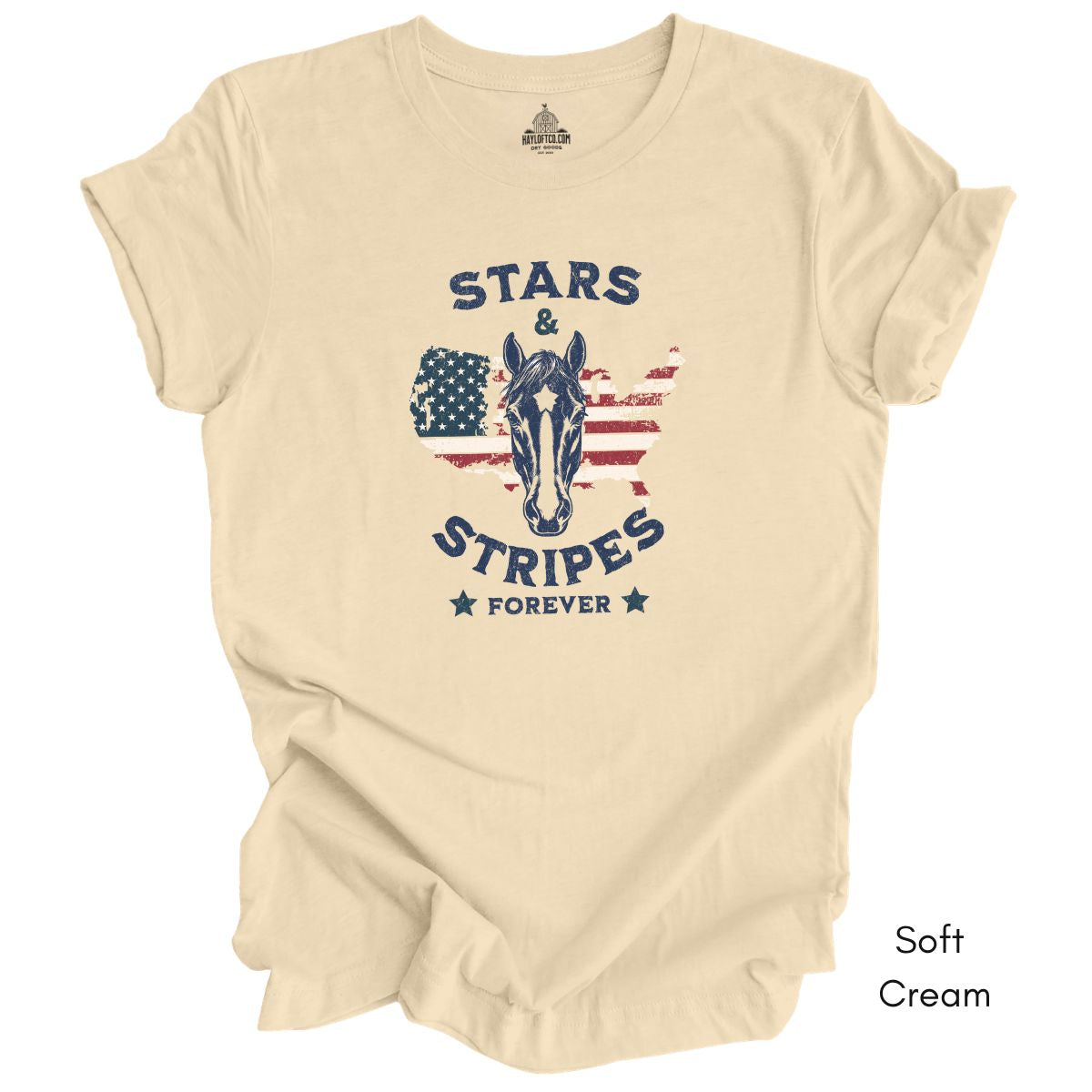 Stars & Stripes Forever Patriotic Horse Unisex Jersey Light Weight T-shirt