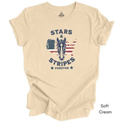 Stars & Stripes Forever Patriotic Horse Unisex Jersey Light Weight T-shirt