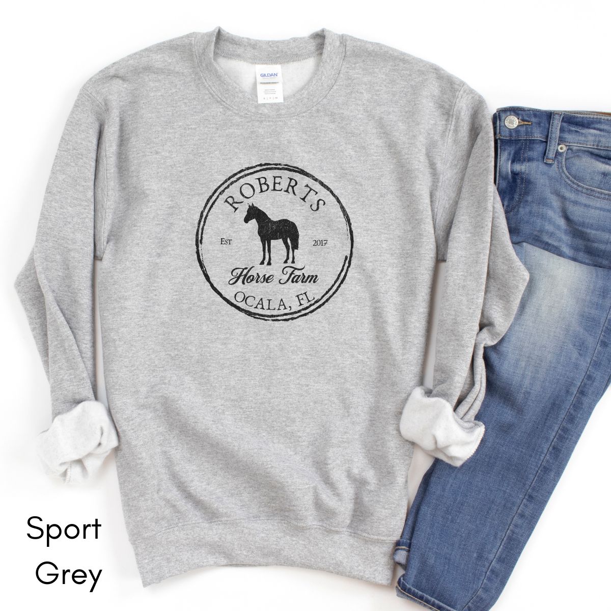 Custom Local Horse Farm Unisex Crewneck Sweatshirt