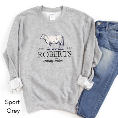 Custom Dairy Cow Family Farm Unisex Crewneck Sweatshirt