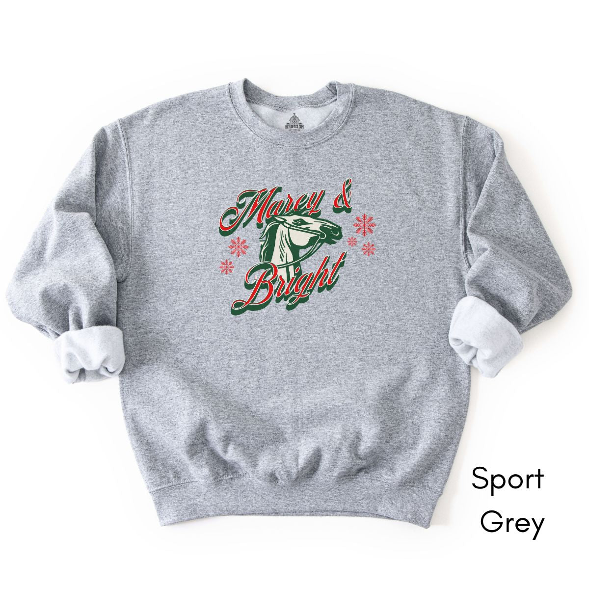 Marey & Bright Funny Holiday Horse Unisex Crewneck Sweatshirt