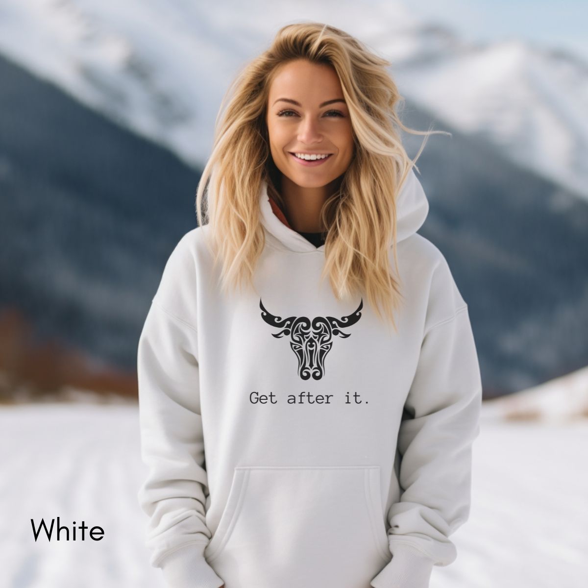 Get After It Unisex Heavy Blend™ Hooded Sweatshirt | Motivational Sweatshirt | Bull | Grab life by the horns