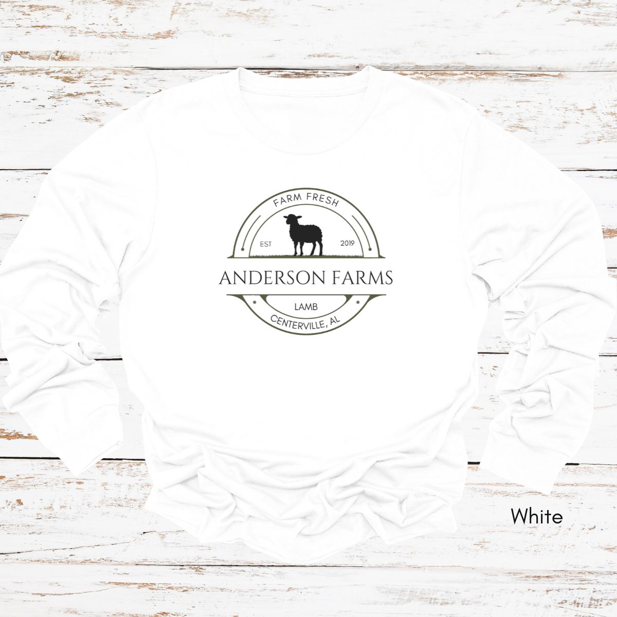 Custom Sheep Lamb Farm Long Sleeve Light Weight Jersey T-shirt