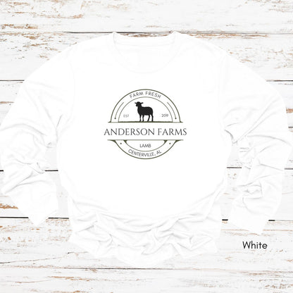 Custom Sheep Lamb Farm Long Sleeve Light Weight Jersey T-shirt