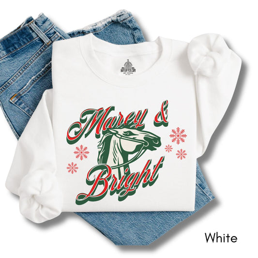 Marey & Bright Funny Holiday Horse Unisex Crewneck Sweatshirt