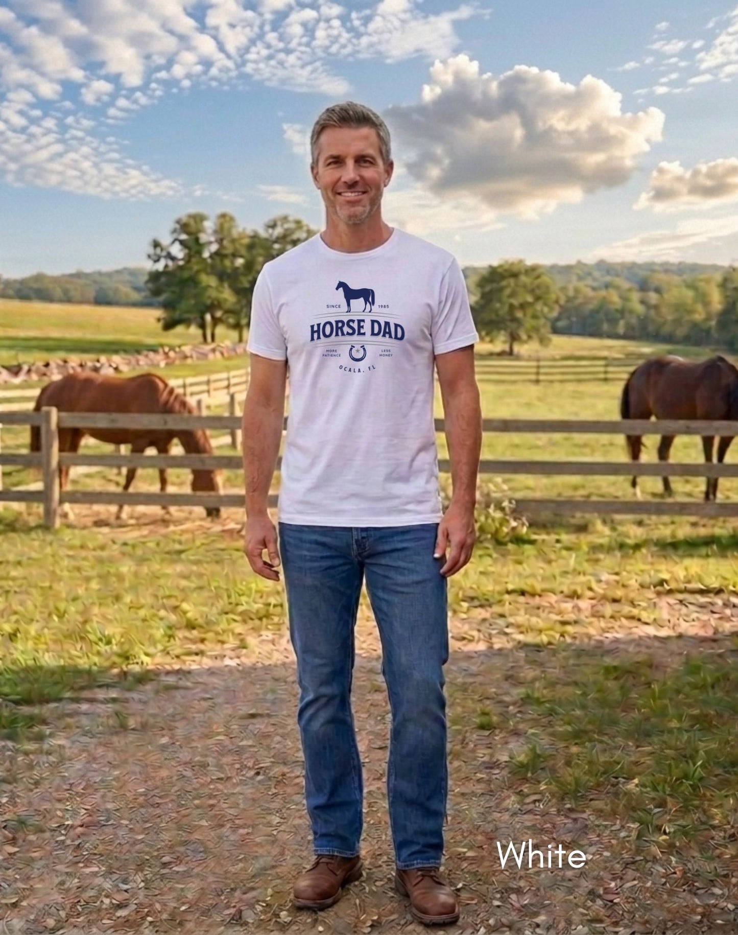 Custom Horse Dad T-shirt -  Unisex Jersey Light Weight Tee, Father's Day Gift