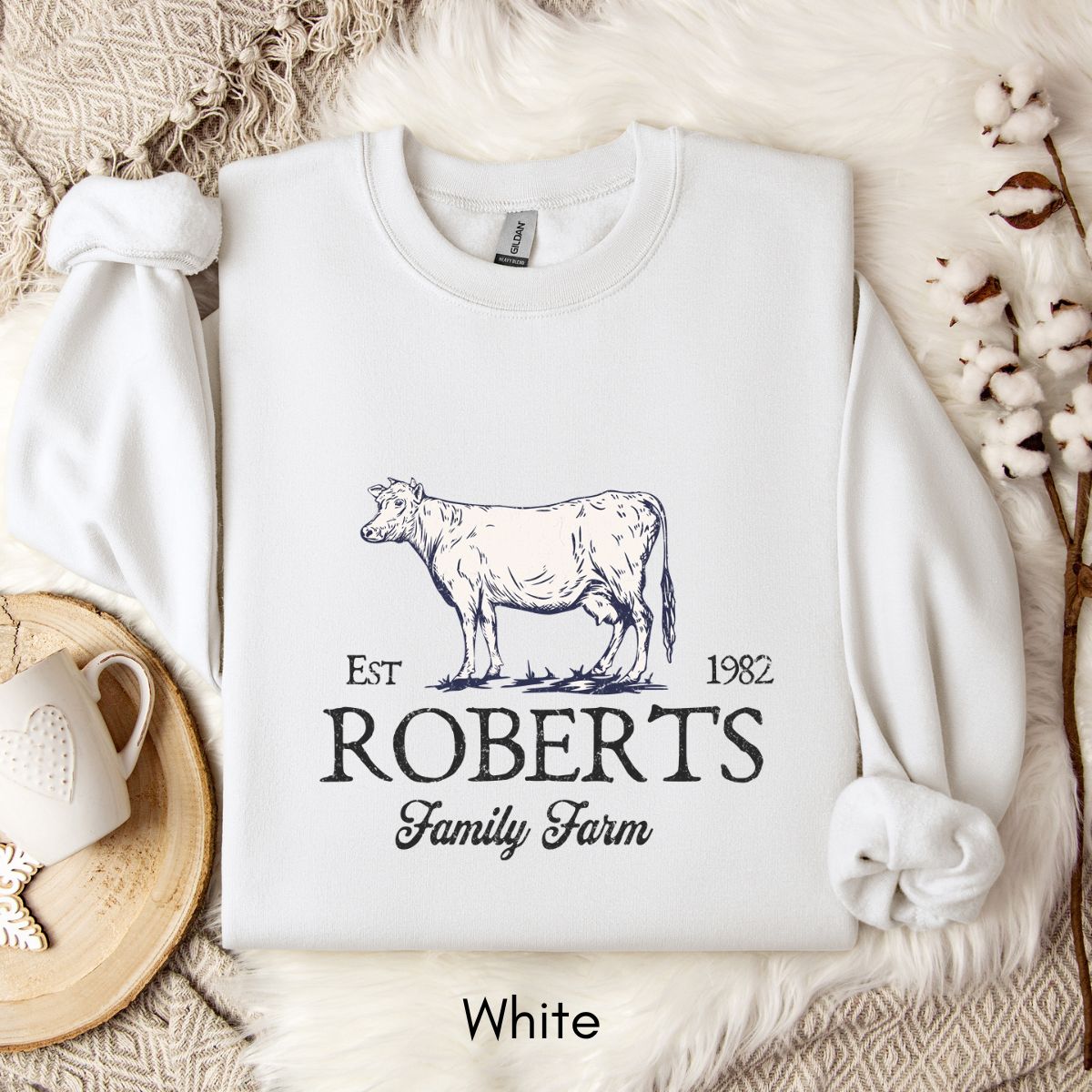 Custom Dairy Cow Family Farm Unisex Crewneck Sweatshirt