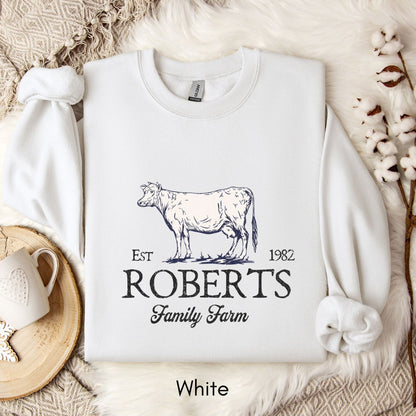 Custom Dairy Cow Family Farm Unisex Crewneck Sweatshirt