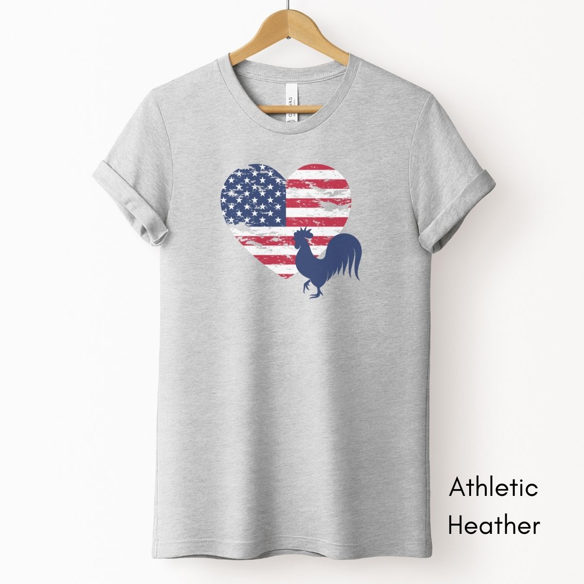 Patriotic Rooster Unisex Light Weight Jersey T-shirt