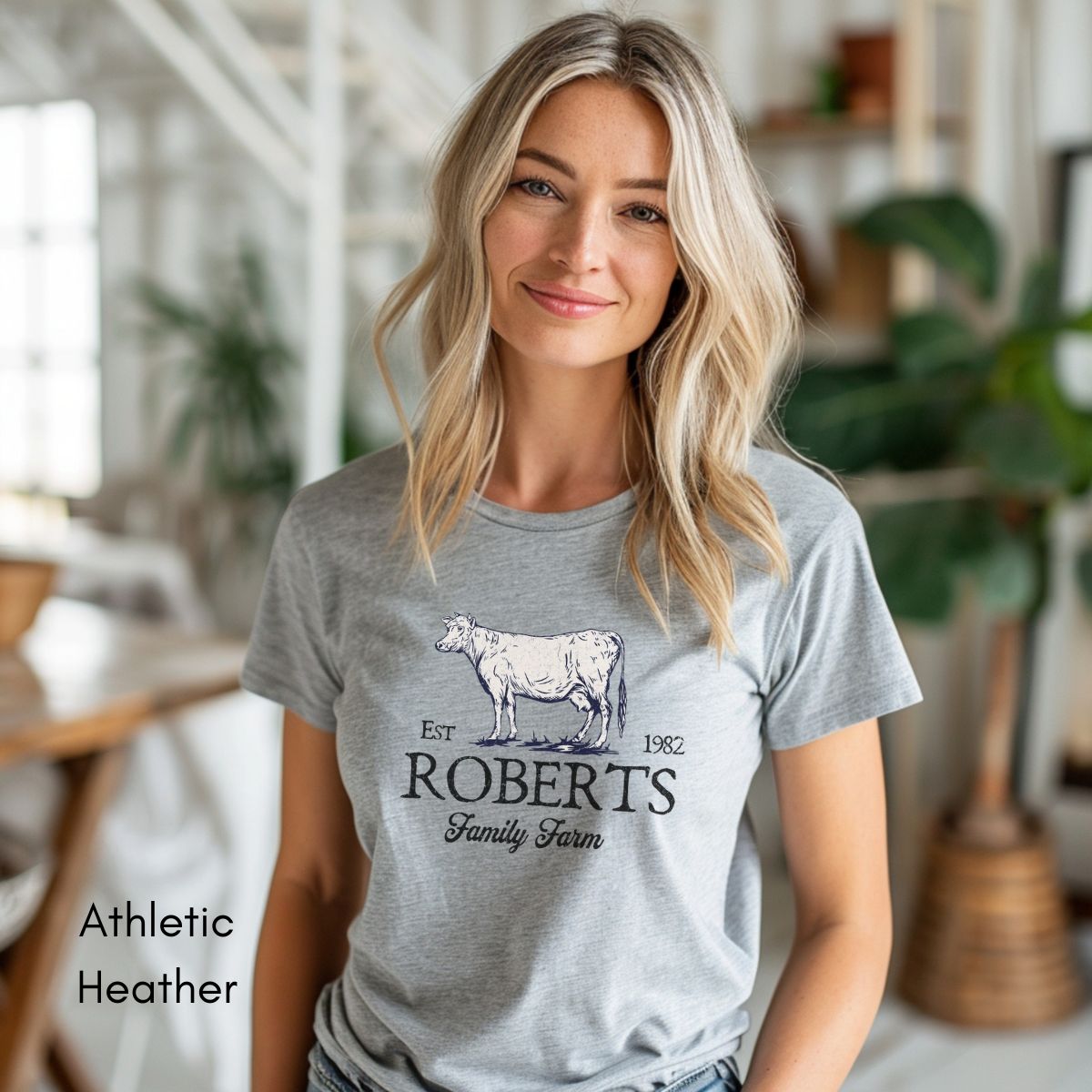 Custom Dairy Cow Family Farm Unisex Jersey Light Weight T-shirt