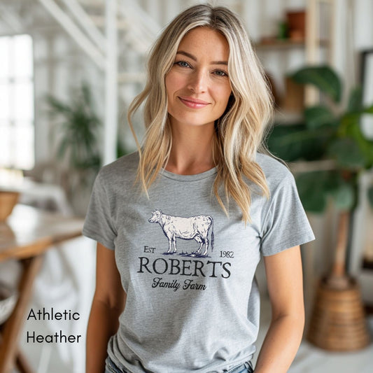 Custom Dairy Cow Family Farm Unisex Jersey Light Weight T-shirt
