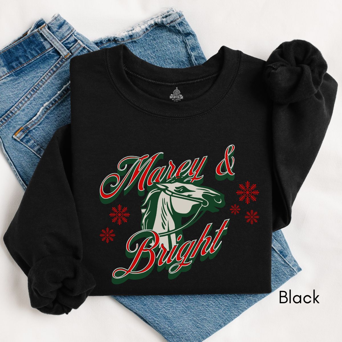 Marey & Bright Funny Holiday Horse Unisex Crewneck Sweatshirt