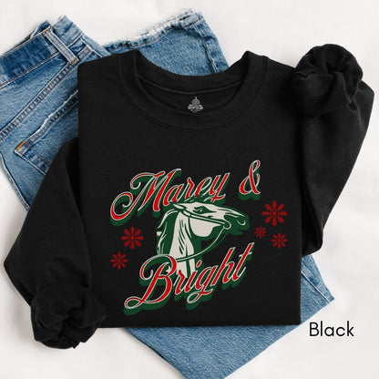 Marey & Bright Funny Holiday Horse Unisex Crewneck Sweatshirt