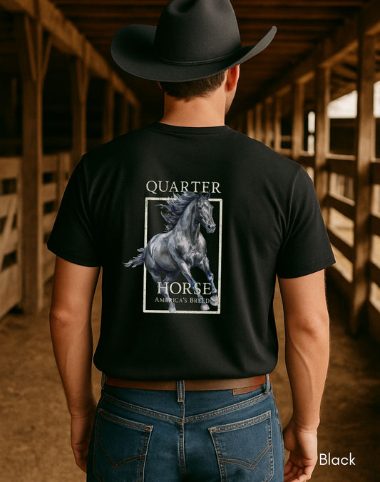 Quarter Horse America's Breed Back Print Unisex Jersey Light Weight T-shirt