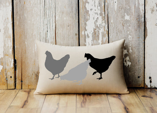 Chicken Flock Pillow - Lumbar Pillow