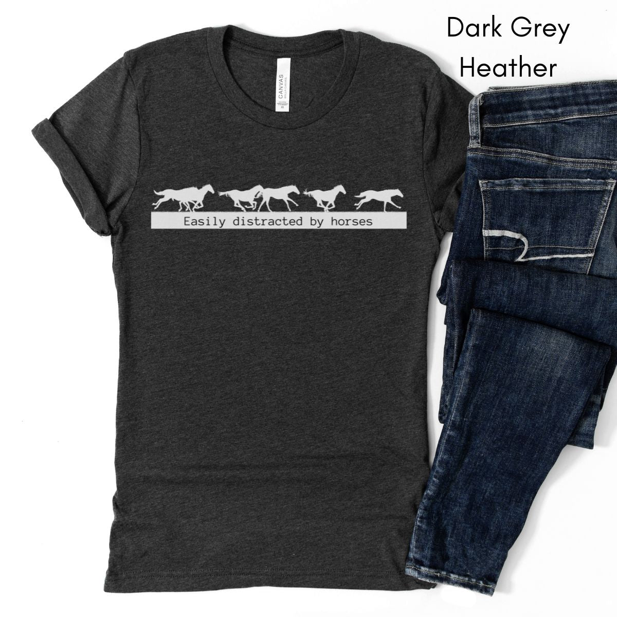 Easily Distracted by Horses Unisex Light Weight Jersey T-shirt