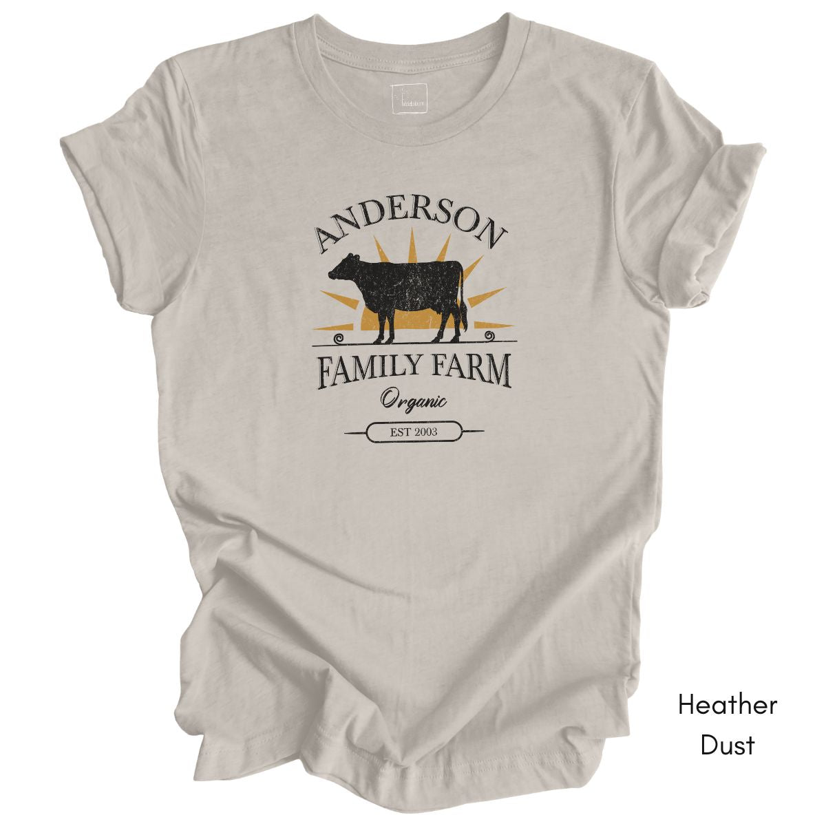 Custom Family Farm Dairy Cow Unisex Light Weight Jersey T-shirt
