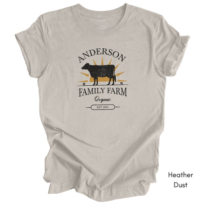 Custom Family Farm Dairy Cow Unisex Light Weight Jersey T-shirt