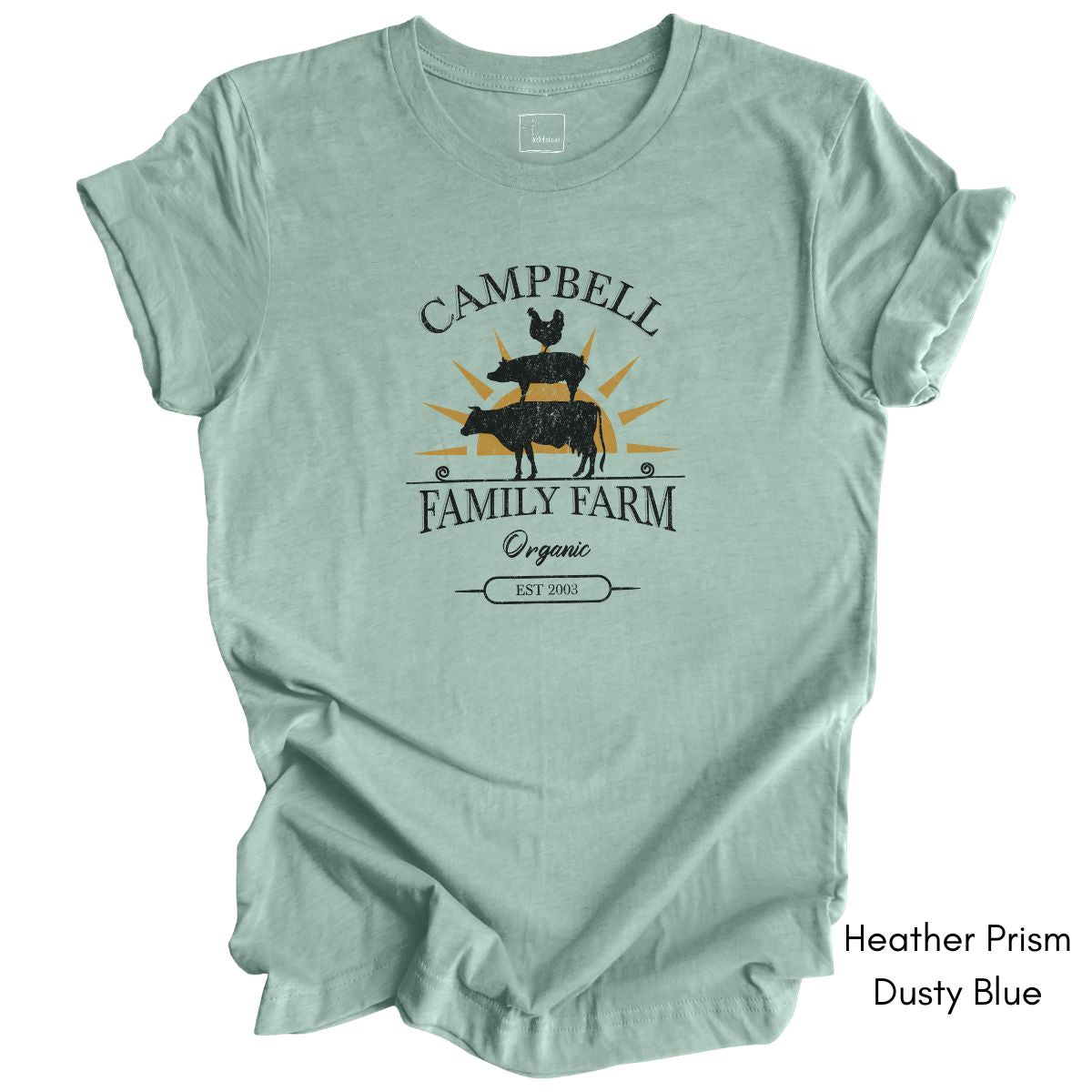Custom Family Farm - Chicken, Cow, Pig Unisex Light Weight Jersey T-shirt