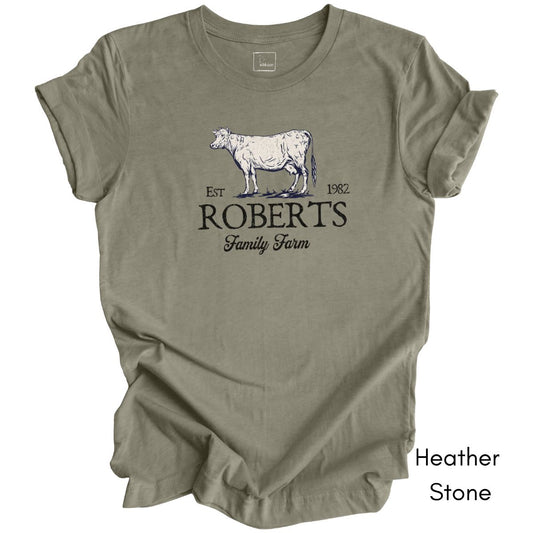 Custom Dairy Cow Family Farm Unisex Jersey Light Weight T-shirt