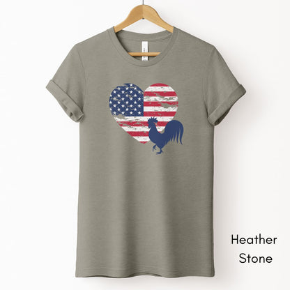 Patriotic Rooster Unisex Light Weight Jersey T-shirt