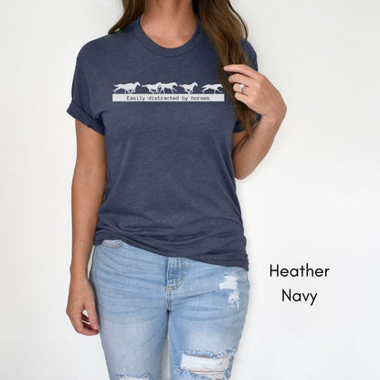 Easily Distracted by Horses Unisex Light Weight Jersey T-shirt