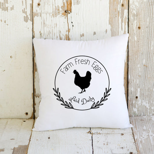 Farm Fresh Eggs Laid Daily - Spun Polyester Square Pillow