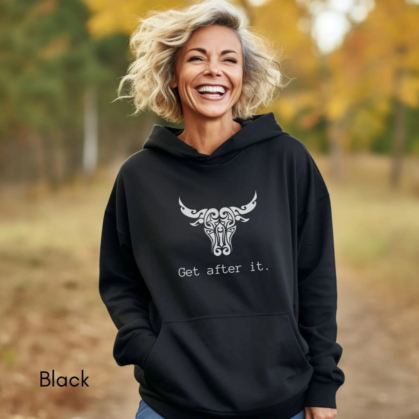 Get After It Unisex Heavy Blend™ Hooded Sweatshirt | Motivational Sweatshirt | Bull | Grab life by the horns