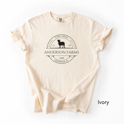 Custom Sheep Lamb Farm Midweight Garment Dyed T-shirt