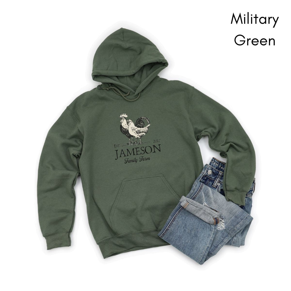 Custom Family Farm Chicken Rooster Unisex Hooded Sweatshirt