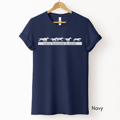 Easily Distracted by Horses Unisex Light Weight Jersey T-shirt