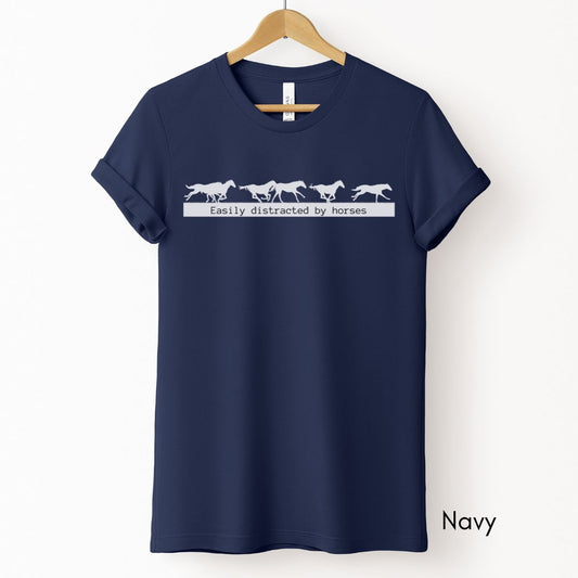Easily Distracted by Horses Unisex Light Weight Jersey T-shirt