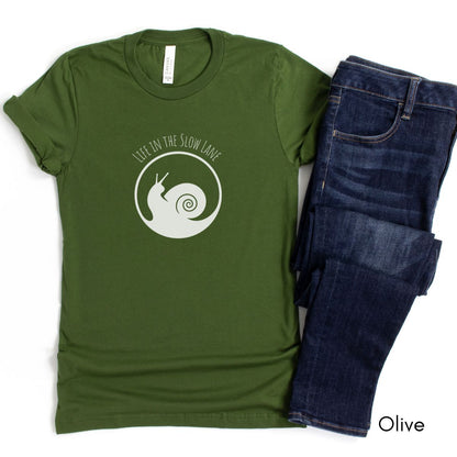 Life in the Slow Lane Snail Unisex Jersey Light Weight T-shirt