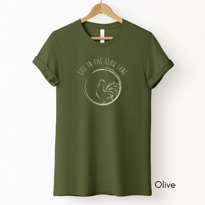 Life in the Slow Lane Rooster Unisex Jersey Light Weight T-shirt