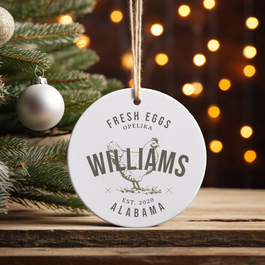Custom Egg Farm Ceramic Ornament