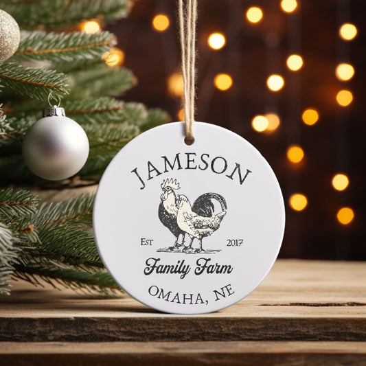 Custom Farm Ceramic Chicken Ornament